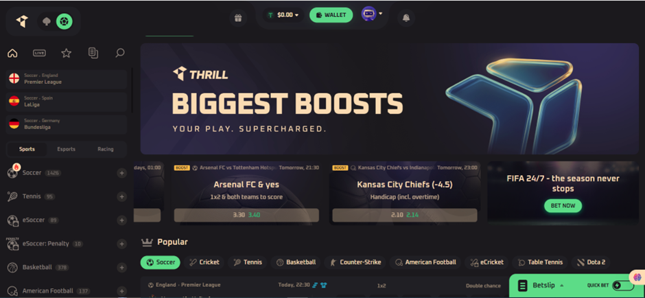 thrill.com sports section