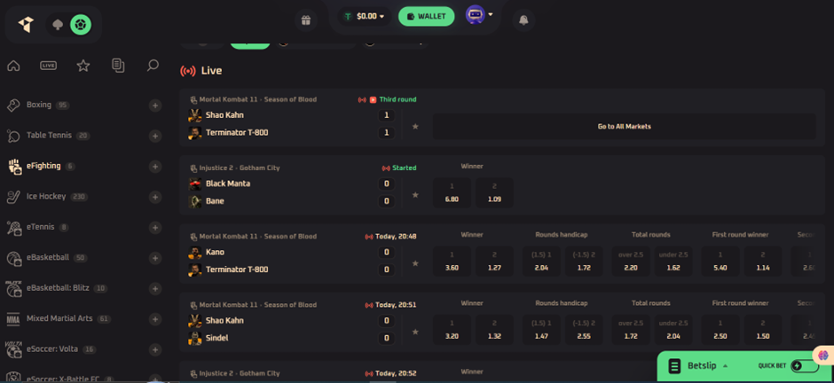 esports betting on thrill crypto casino