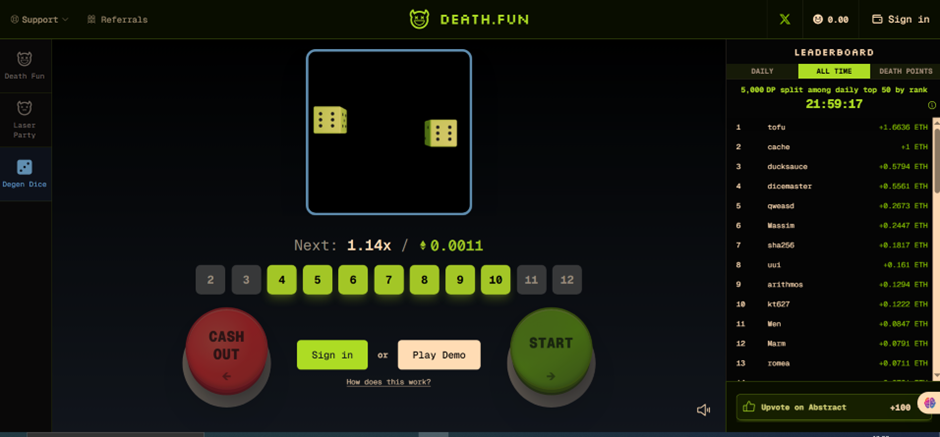 degen dice crypto gambling