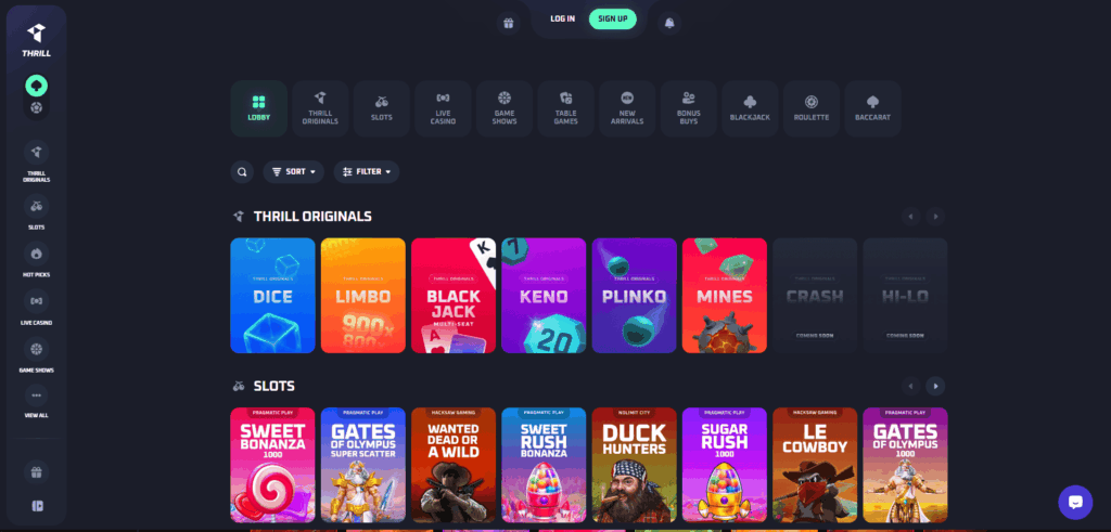 thrill.com crypto casino review